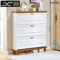 Nordic ultra-thin shoe cabinet simple modern economy large capacity tipping shoe frame door hall door solid wood leg shoe cabinet
