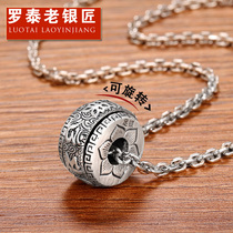 Luotai old silversmith 990 sterling silver necklace male personality trendsetter amulet men pendant amulet six character mantras pendant female