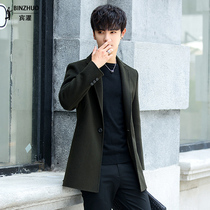 Mens double-sided wool woolen woolen coat mens long Korean cashmere niece jacket winter windbreaker English style
