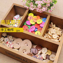 Color button Wood cartoon print flower handmade DIY decorative button kindergarten creative materials clothing accessories