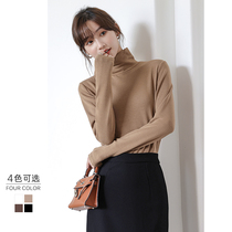 High collar derrong base shirt women 2021 autumn and winter long sleeve slim body plus velvet thick warm knitted T-shirt shirt