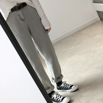 Xiaoxijia) Spring and autumn new high-waisted loose hyuna jeans women are thin and wild wide-legged straight pants