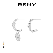 (New)RSNY chain earrings womens 925 sterling silver high sense ins simple long earrings#HighLine