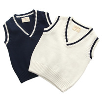 Childrens pure cotton knit vest Kindergarten primary school uniforms Spring autumn season male and female child V pilotlines waistcoat 2021