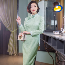 Yi Hong Yan Knitted Cheongsam Women's Summer 2022 New Moon Elegant Mid-length Dress Lace