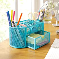 Pen holder ins color multifunctional metal mesh pen holder multi-grid layer combination desktop storage pendulum Pen Holder