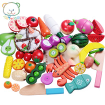 Cut fruit toys wooden fruits and vegetables cut to see Chee Che Le magnetic Childrens House kitchen toys