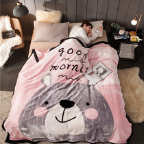 Double-layer blanket quilt Winter thickened warm Raschel coral velvet blanket Flannel bed sheet Bed mat bed