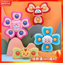 Children will turn cartoon flower suction cup turning music fingertip gyro suction cup rotating baby toy