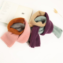 Childrens scarf female boys and girls male knitted Korean cashmere imitation Korean wool stripe neutral sibling scarf