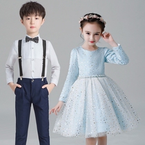 Flower Childrens Dress Christmas New Years Day Childrens Chorus Performance Clothing Men and Womens Poetry Recitation Primary and Secondary School Student Performance Costume