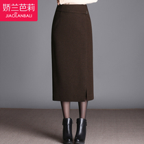 Middle-aged and elderly winter one-step skirt female 2020 new mother dress middle-aged autumn winter wool long skirt