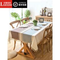 LXRXDD tablecloth waterproof anti-scalding and oil-proof wash-free rectangular ins net red tea table cloth fabric cotton and linen
