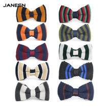 Simple color knitted striped bow tie mens wedding Korean version of the groom best man student presided over fashion British double-layer wild