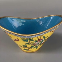 Old Beijing Collection Antique Flower Wine Cloisonne Peach Purple Copper Tire Fine Painting Enamel Bowl Handmade