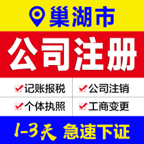 Business license agency Anhui Chaohu City company registration agent bookkeeping e-commerce enterprises industrial and commercial self-employed cancellation