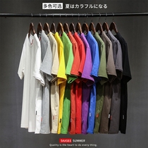 Summer basic solid color T-shirt couple base t-shirt mens short-sleeved pullover cotton loose white round neck half sleeve