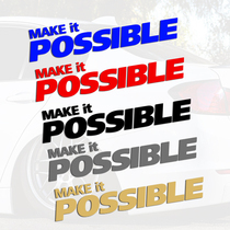 make it possible Personalized custom car stickers Creative text decorative car stickers modified reflective stickers
