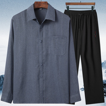 Summer middle - aged mens short - sleeved mens suit daddy dress old grandpas dress male trousers 60