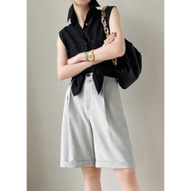 Mogas little boy pants summer commuter giant Western style thin and age-reducing not easy to wrinkle casual shorts female n