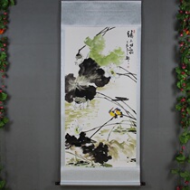New products Chinese framed calligraphy and painting Celebrity Hung Painting Calligraphy calligraphy and painting as old decoration painting lotus Tuminoho Two birds