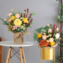 Nordic ins wind simulation flower window decoration ornaments living room creative fake flower floor flower stand bouquet flower art