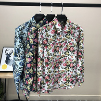 Spring small flower shirt male tide long sleeve retro Korean version of trend handsome flower shirt Ruffian handsome Net Red very fairy inch inch