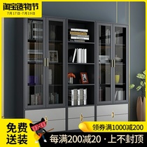 Bookcase Bookcase Modern simple with glass door locker shelf Free combination Floor frame assembly bookcase