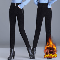 Plus velvet chenille ladies leggings women wear 2020 winter high waist imitation denim thick elastic small foot pants