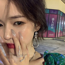 Super flash ~ face thin tassel earrings 2021 New Tide earrings female temperament long Net red earrings explosive style