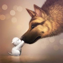 New printed DMC cross stitch living room bedroom childrens room simple modern hanging painting cute animal cute pet puppy