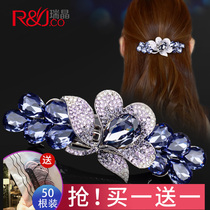 Rhinestone clip headdress hair fixed hairclip female top clip spring clip horizontal clip back of head ponytail clip mother hairpin