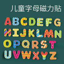 Wood 26 English letter magnetic stickers Childrens early education toys baby puzzle English magnet teaching aids refrigerator stickers