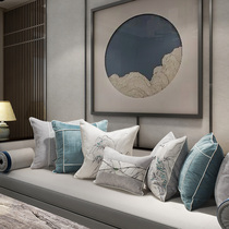 (Full edge) New Chinese sofa embroidery pillow living room pillow case model room pillow office decoration cushion