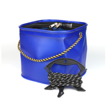 eva folding bucket thickened with lid fishing bucket white bar Luya portable small bucket fish live fish bucket fishing gear