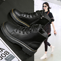 Inner high Martin boots female small man handsome locomotive short boots Joker new British wind side zipper thin boots women