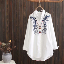 Middle-aged fat mother plus size womens clothing 2021 new autumn noble shirt to cover the belly spring and autumn western style bottoming shirt women