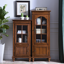Full solid wood wine cabinet Ash wood living room TV side cabinet American bedroom entrance partition locker single door tea cabinet