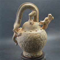 Song Yue Kiln Qingglazed Longgrain Tiliang Back-Back Pot Imitation of the Song Dynasty unearthed antique porcelain antique collection Vintage Residence Decoration