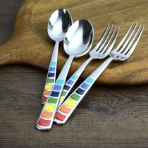 Rare colorful enamel 430 stainless steel spoon Fork set baby spoon adults eat and drink soup spoon