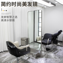 Net celebrity barber shop mirror table Hair salon special beauty salon mirror with light LED mirror Wall-mounted trendy single mirror