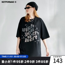 NOTFORMAD(NFM) original Tide brand I hope you are in full diamond craft loose half sleeve short shirt men and women