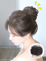 Real hair hair ring Cute meatball head wig Womens plate hair wig ring Ancient style wig bag hair accessories artifact fluffy lazy man