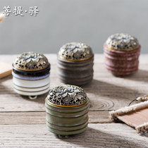 Japanese-style ceramic incense burner kiln becomes incense burner Incense cup Metal lid Handmade series plate incense burner sandalwood stove