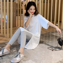 Internet Red Pregnant Women Suit Summer Clothes Two Sets Fashion style Summer boomers Pregnancy T-Shirt Foreign Air Cover Outside