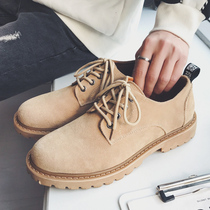 Apricot anti-suede leather Martin boots Men low help Inn wind tooling shoes casual little leather shoes Summer logging shoes genuine leather trendy