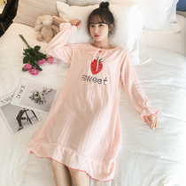 Winter coral velvet pajamas women sweet and cute large size flannel nightgown women autumn and winter home wear Korean dress