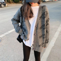 2021 new pregnant womens sweater with long loose large code outwear outside wearing cardiovert blouse and autumn winter coat female spring and autumn