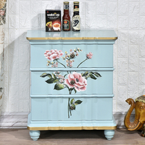 Rui Shio American hand-painted bedside table three-bucket locker retro painted simple light luxury sofa a few corners