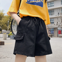 Frock shorts Casual Harbor Wind-Chains Damp Sports Pants Cec Wide Leg Straight Drum 50% Pants Cotton pop Tightness Waist Summer